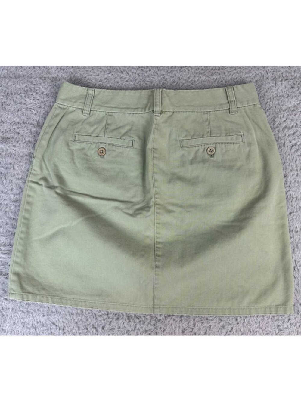 J.Crew Olive Green Twill Skirt Retro Pockets Floral-Lining Casual Travel - Picture 2 of 10